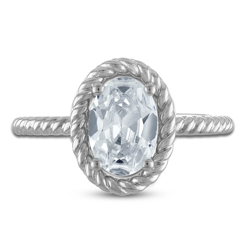 Lab-Created Oval-Cut Diamond Solitaire Rope Twist Engagement Ring 1-1/2 ct tw 18K White Gold
