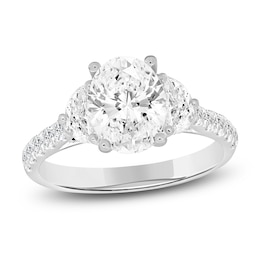 Oval-Cut & Half Moon-Shaped Lab-Created Diamond Three-Stone Engagement Ring 3 ct tw 14K White Gold