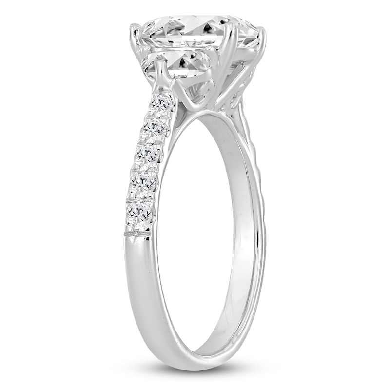 Main Image 2 of Oval-Cut & Half Moon-Shaped Lab-Created Diamond Three-Stone Engagement Ring 3 ct tw 14K White Gold