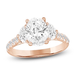 Oval-Cut & Half Moon-Shaped Lab-Created Diamond Three-Stone Engagement Ring 3 ct tw 14K Rose Gold