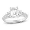 Thumbnail Image 1 of Emerald-Cut & Trapezoid-Cut Lab-Created Diamond Three-Stone Engagement Ring 3 ct tw 14K White Gold