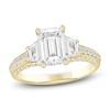 Thumbnail Image 1 of Emerald-Cut & Trapezoid-Cut Lab-Created Diamond Three-Stone Engagement Ring 3 ct tw 14K Yellow Gold