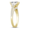 Thumbnail Image 2 of Emerald-Cut & Trapezoid-Cut Lab-Created Diamond Three-Stone Engagement Ring 3 ct tw 14K Yellow Gold