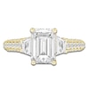 Thumbnail Image 3 of Emerald-Cut & Trapezoid-Cut Lab-Created Diamond Three-Stone Engagement Ring 3 ct tw 14K Yellow Gold