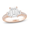 Thumbnail Image 1 of Emerald-Cut & Trapezoid-Cut Lab-Created Diamond Three-Stone Engagement Ring 3 ct tw 14K Rose Gold