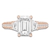 Thumbnail Image 3 of Emerald-Cut & Trapezoid-Cut Lab-Created Diamond Three-Stone Engagement Ring 3 ct tw 14K Rose Gold