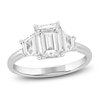 Thumbnail Image 1 of Emerald-Cut & Trapezoid-Cut Lab-Created Diamond Three-Stone Engagement Ring 2-3/4 ct tw 14K White Gold