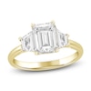 Thumbnail Image 1 of Emerald-Cut & Trapezoid-Cut Lab-Created Diamond Three-Stone Engagement Ring 2-3/4 ct tw 14K Yellow Gold