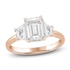 Thumbnail Image 1 of Emerald-Cut & Trapezoid-Cut Lab-Created Diamond Three-Stone Engagement Ring 2-3/4 ct tw 14K Rose Gold