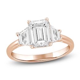 Emerald-Cut & Trapezoid-Cut Lab-Created Diamond Three-Stone Engagement Ring 2-3/4 ct tw 14K Rose Gold