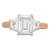 Thumbnail Image 3 of Emerald-Cut & Trapezoid-Cut Lab-Created Diamond Three-Stone Engagement Ring 2-3/4 ct tw 14K Rose Gold