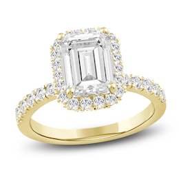 Emerald-Cut Lab-Created Diamond Halo Engagement Ring 4 ct tw 14K Yellow Gold