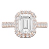 Thumbnail Image 2 of Emerald-Cut Lab-Created Diamond Halo Engagement Ring 4 ct tw 14K Rose Gold