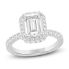 Thumbnail Image 0 of Emerald-Cut Lab-Created Diamond Halo Engagement Ring 4 ct tw 14K White Gold