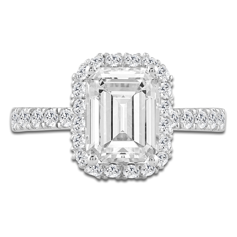 Emerald-Cut Lab-Created Diamond Halo Engagement Ring 4 ct tw 14K White Gold