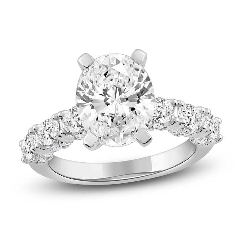 Main Image 1 of Oval-Cut Lab-Created Diamond Engagement Ring 4-1/2 ct tw 14K White Gold