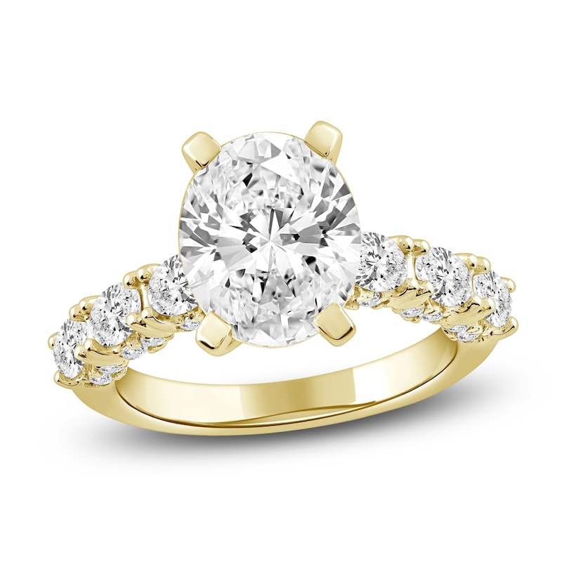 Oval-Cut Lab-Created Diamond Engagement Ring 4-1/2 ct tw 14K Yellow Gold