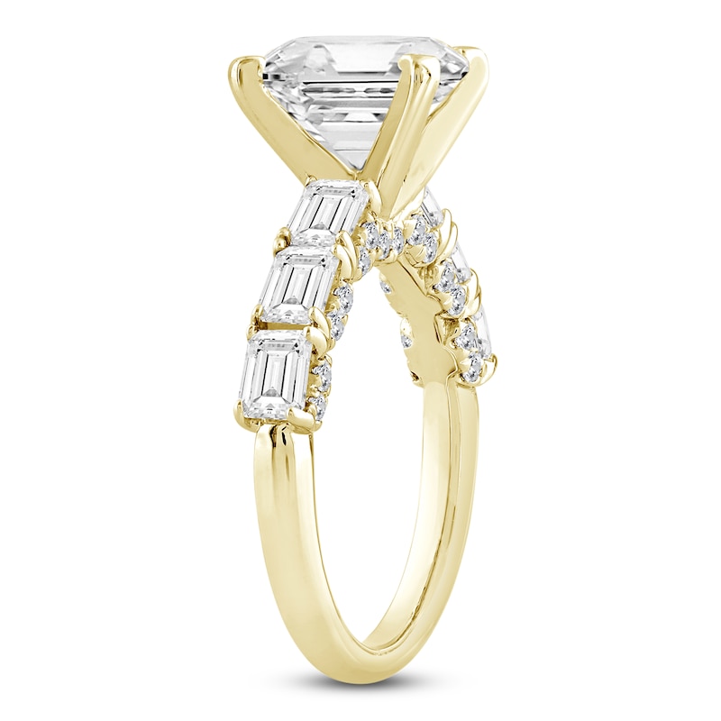 Main Image 2 of Emerald-Cut Lab-Created Diamond Engagement Ring 4-1/2 ct tw 14K Yellow Gold