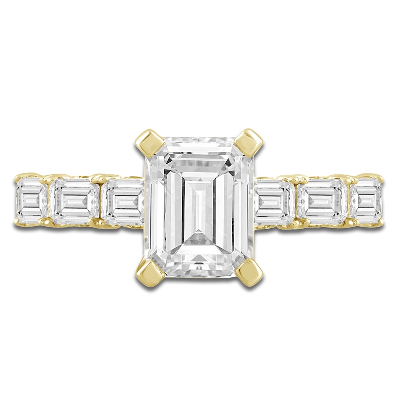 Main Image 3 of Emerald-Cut Lab-Created Diamond Engagement Ring 4-1/2 ct tw 14K Yellow Gold