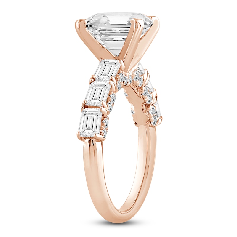 Emerald-Cut Lab-Created Diamond Engagement Ring 4-1/2 ct tw 14K Rose Gold