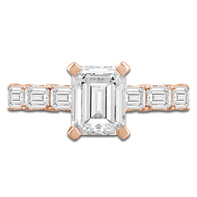 Emerald-Cut Lab-Created Diamond Engagement Ring 4-1/2 ct tw 14K Rose Gold