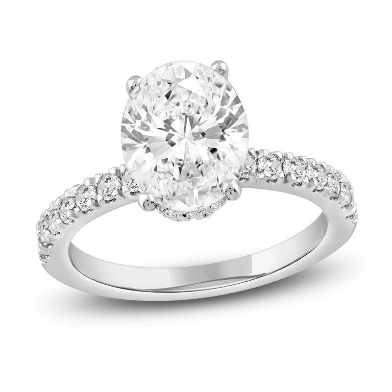 Main Image 1 of Oval-Cut Lab-Created Diamond Hidden Halo Engagement Ring 2-1/2 ct tw 14K White Gold