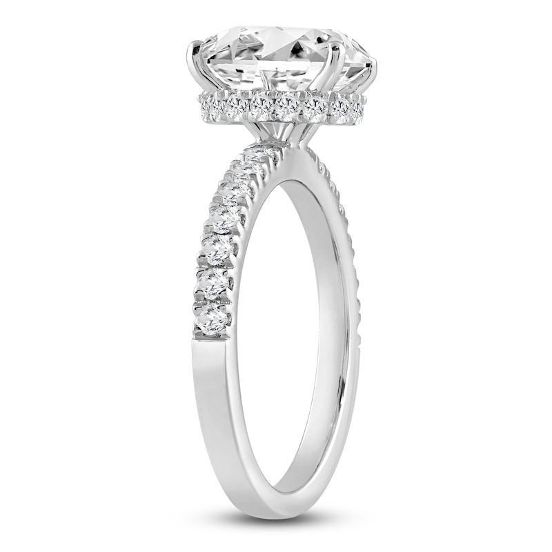 Main Image 2 of Oval-Cut Lab-Created Diamond Hidden Halo Engagement Ring 2-1/2 ct tw 14K White Gold