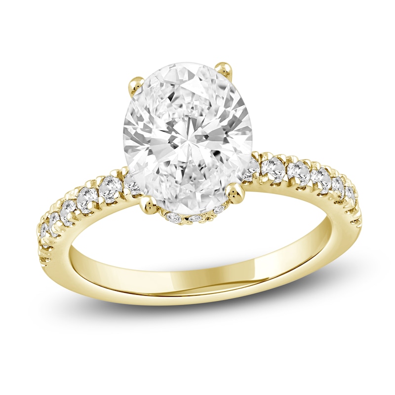 Main Image 1 of Oval-Cut Lab-Created Diamond Hidden Halo Engagement Ring 2-1/2 ct tw 14K Yellow Gold