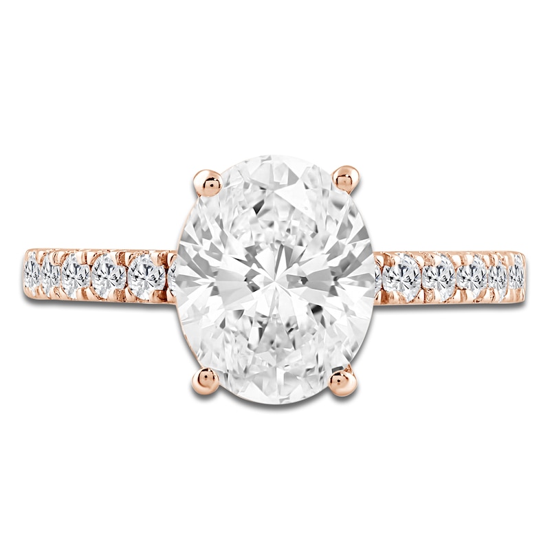 Main Image 3 of Oval-Cut Lab-Created Diamond Hidden Halo Engagement Ring 2-1/2 ct tw 14K Rose Gold