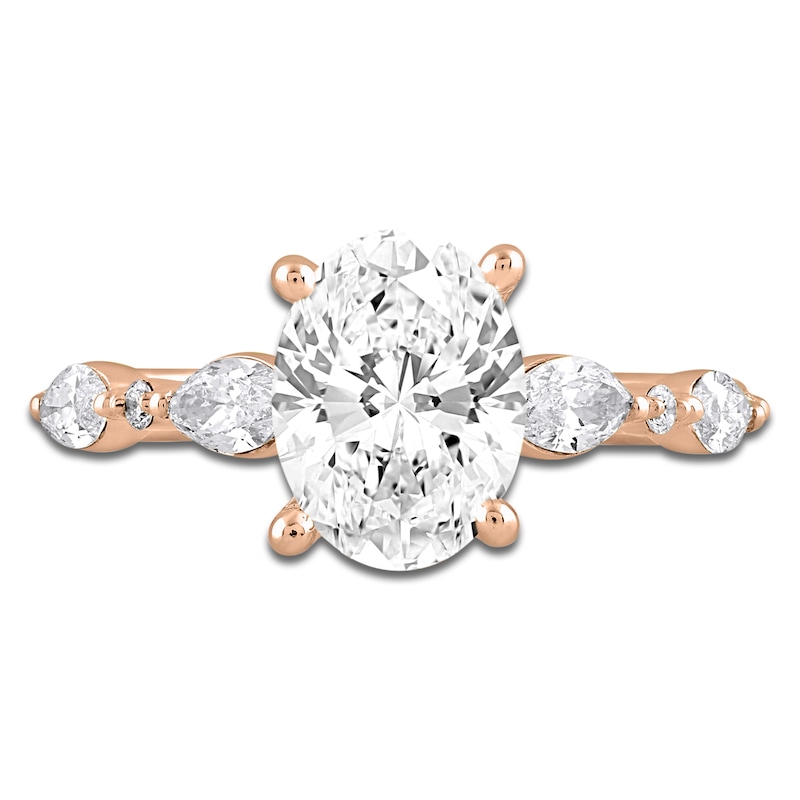 Main Image 3 of Oval-Cut Lab-Created Diamond Engagement Ring 2-1/2 ct tw 14K Rose Gold