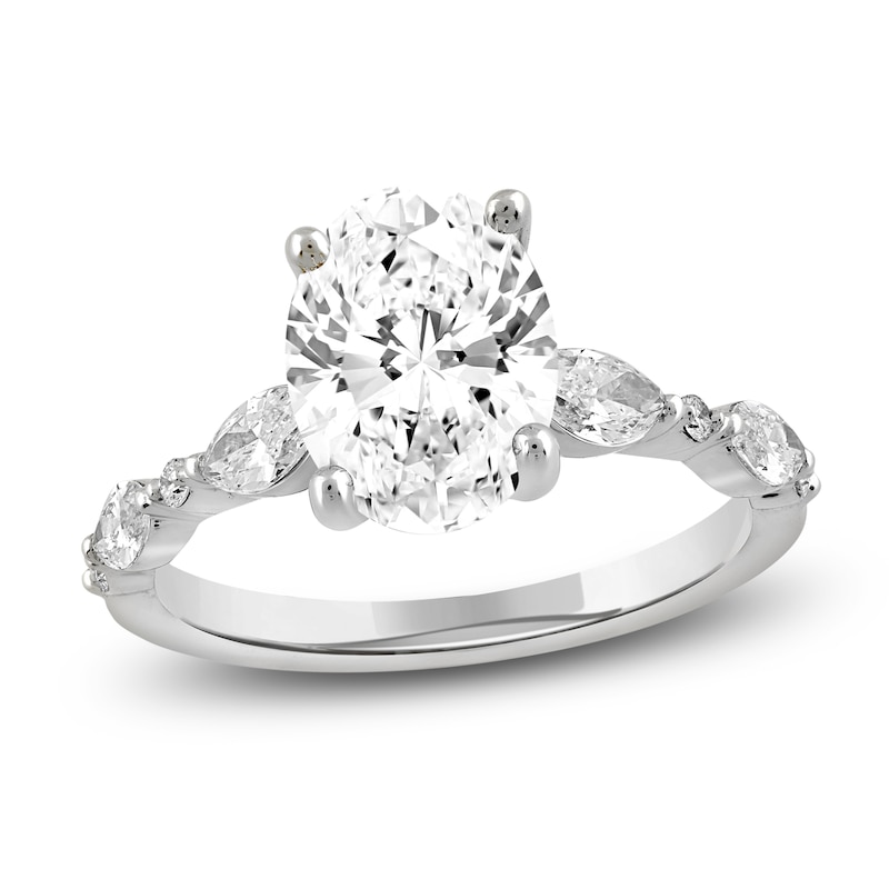 Main Image 1 of Oval-Cut Lab-Created Diamond Engagement Ring 2-1/2 ct tw 14K White Gold