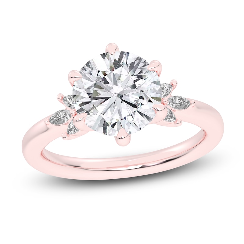 Main Image 1 of Created By Jared Studio Lab-Created Round-Cut Diamond Floral Engagement Ring 3-1/5 ct tw 14K Rose Gold