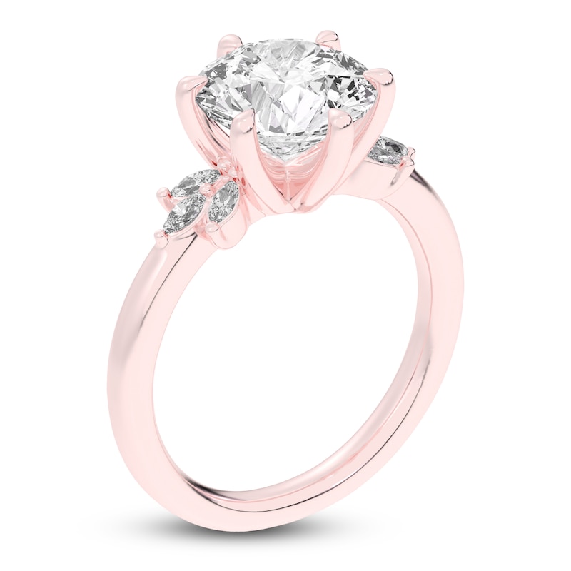 Main Image 2 of Created By Jared Studio Lab-Created Round-Cut Diamond Floral Engagement Ring 3-1/5 ct tw 14K Rose Gold