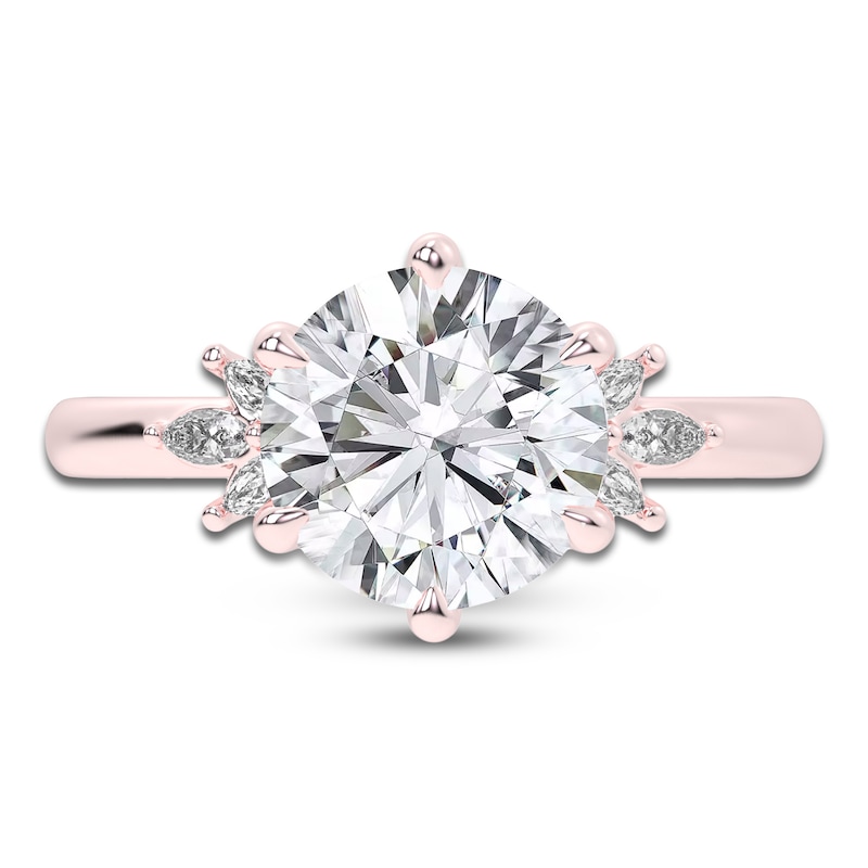 Main Image 3 of Created By Jared Studio Lab-Created Round-Cut Diamond Floral Engagement Ring 3-1/5 ct tw 14K Rose Gold