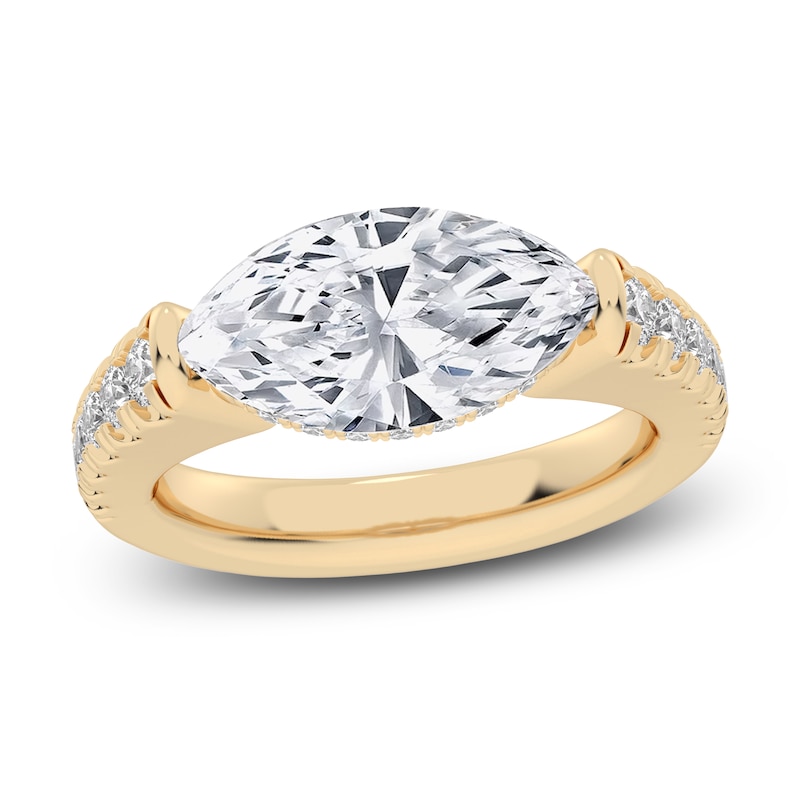 Lab-Created Marquise-Cut Diamond Engagement Ring 3-1/2 ct tw 14K Yellow Gold