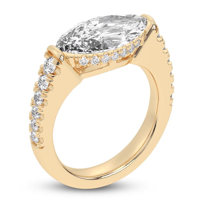 Lab-Created Marquise-Cut Diamond Engagement Ring 3-1/2 ct tw 14K Yellow Gold