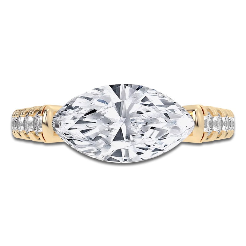 Lab-Created Marquise-Cut Diamond Engagement Ring 3-1/2 ct tw 14K Yellow Gold