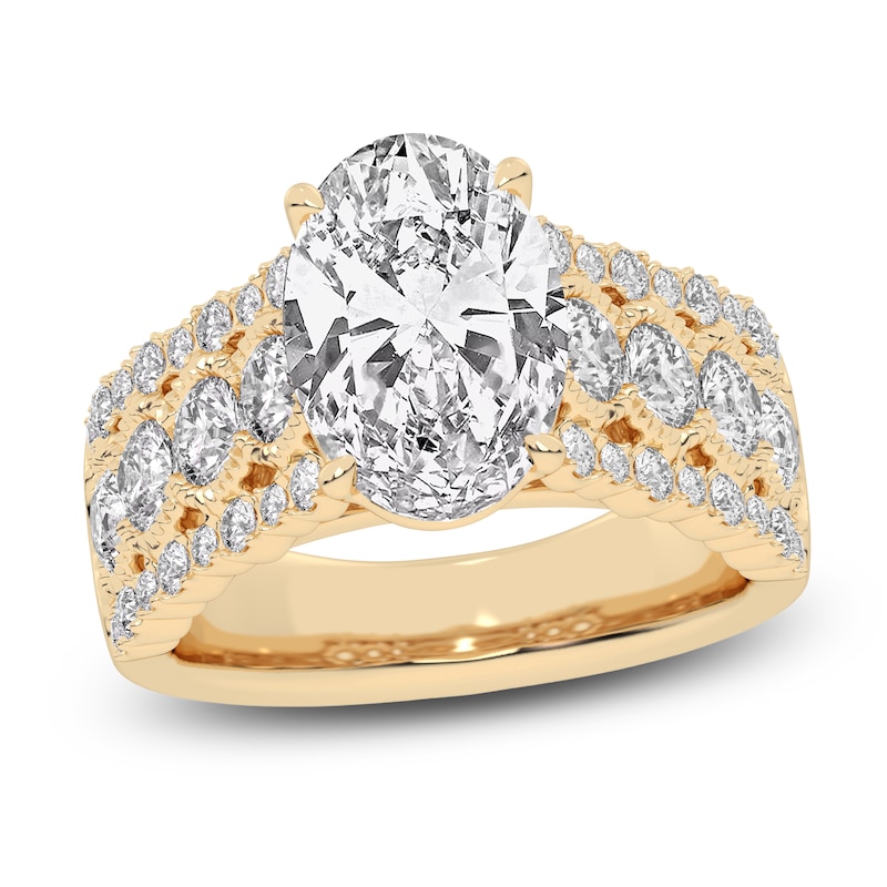 Main Image 1 of Created By Jared Studio Lab-Created Oval-Cut Diamond Engagement Ring 4-3/4 ct tw 14K Yellow Gold