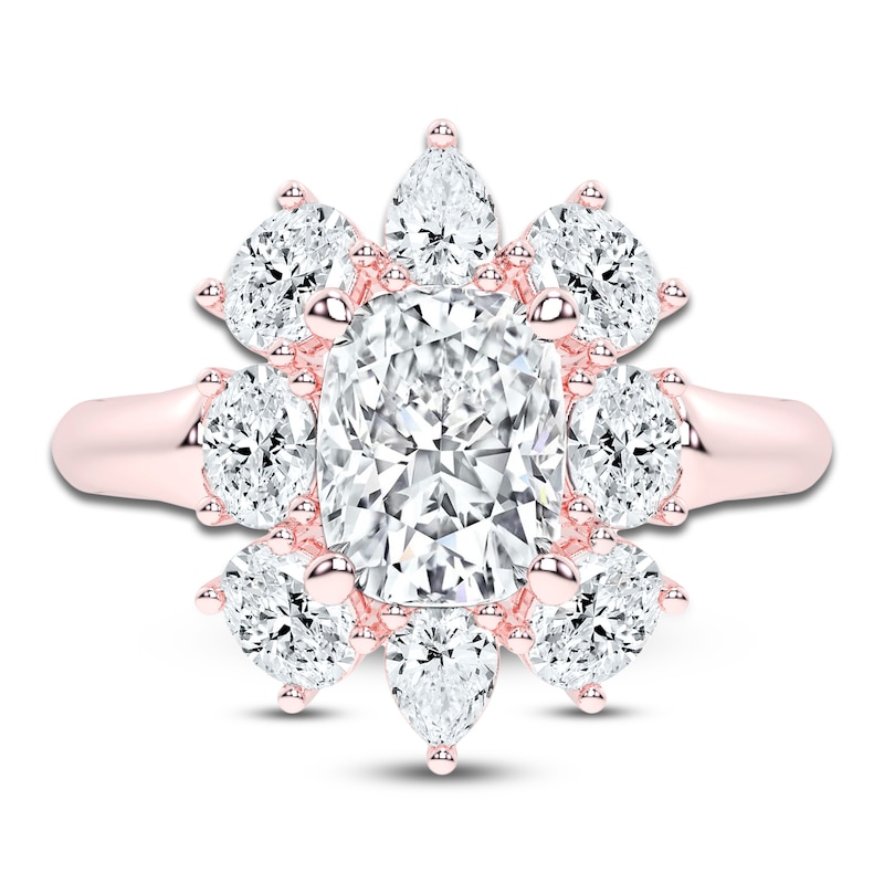 Main Image 3 of Created By Jared Studio Lab-Created Cushion-Cut Diamond Halo Engagement Ring 3-3/8 ct tw 14K Rose Gold