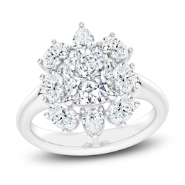 Created By Jared Studio Lab-Created Cushion-Cut Diamond Halo Engagement Ring 3-3/8 ct tw 14K White Gold