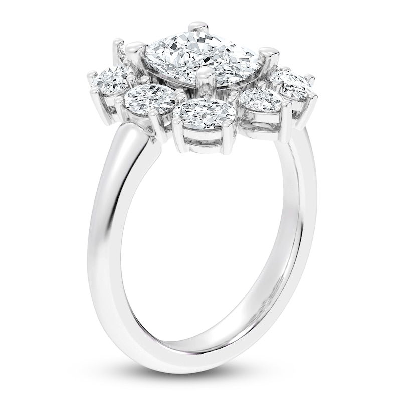 Lab-Created Cushion-Cut Diamond Halo Engagement Ring 3-3/8 ct tw 14K White Gold