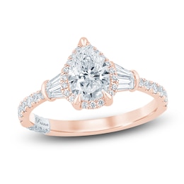 Pnina Tornai Couture Pear-Shaped Diamond Halo Engagement Ring 1-5/8 ct tw 18K Rose Gold