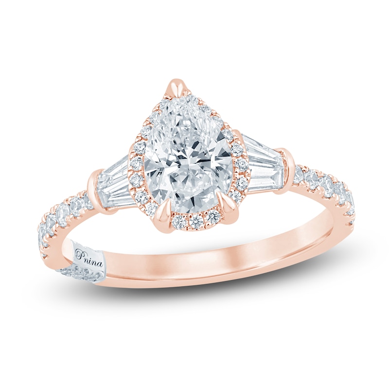 Pnina Tornai Couture Pear-Shaped Diamond Halo Engagement Ring 1-5/8 ct tw 18K Rose Gold