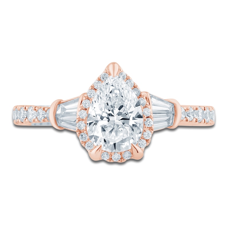 Pnina Tornai Couture Pear-Shaped Diamond Halo Engagement Ring 1-5/8 ct tw 18K Rose Gold