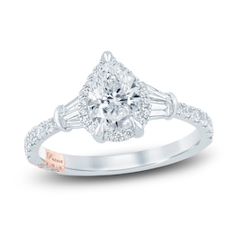 Pnina Tornai Couture Pear-Shaped Diamond Halo Engagement Ring 1-5/8 ct tw 18K White Gold