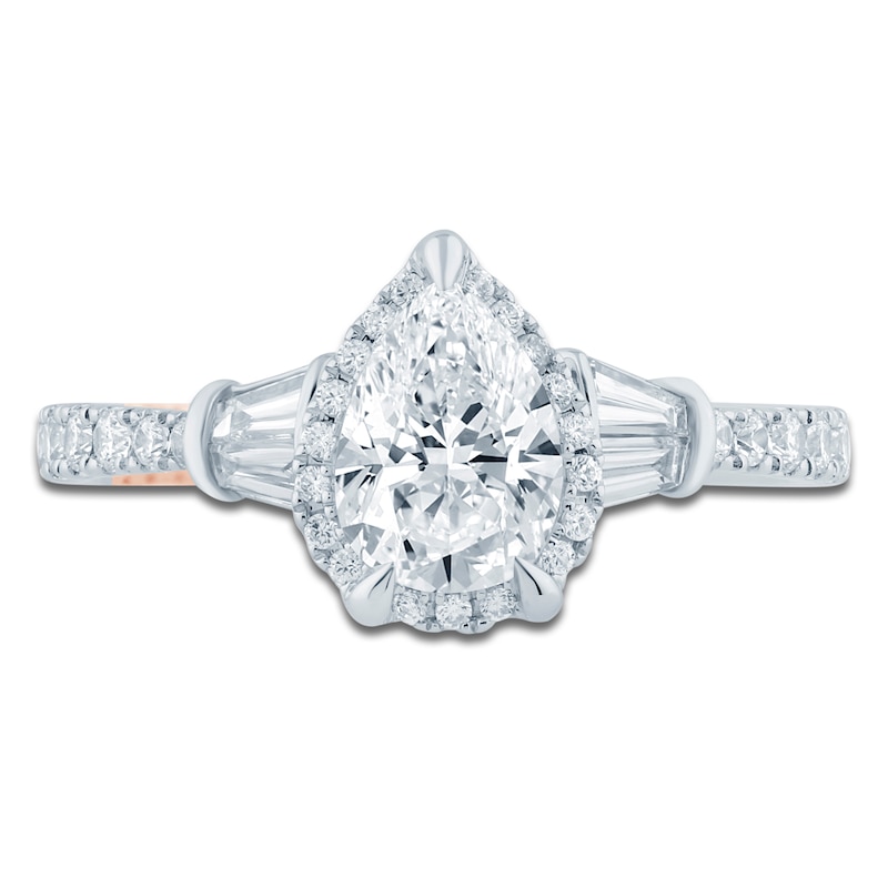 Pnina Tornai Couture Pear-Shaped Diamond Halo Engagement Ring 1-5/8 ct tw 18K White Gold