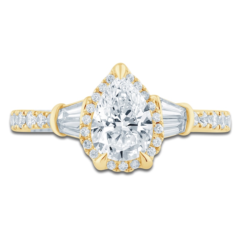 Pnina Tornai Couture Pear-Shaped Diamond Halo Engagement Ring 1-5/8 ct tw 18K Yellow Gold