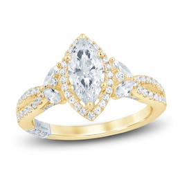 Pnina Tornai Couture Marquise-Cut Halo Engagement Ring 1-5/8 ct tw 18K Yellow Gold