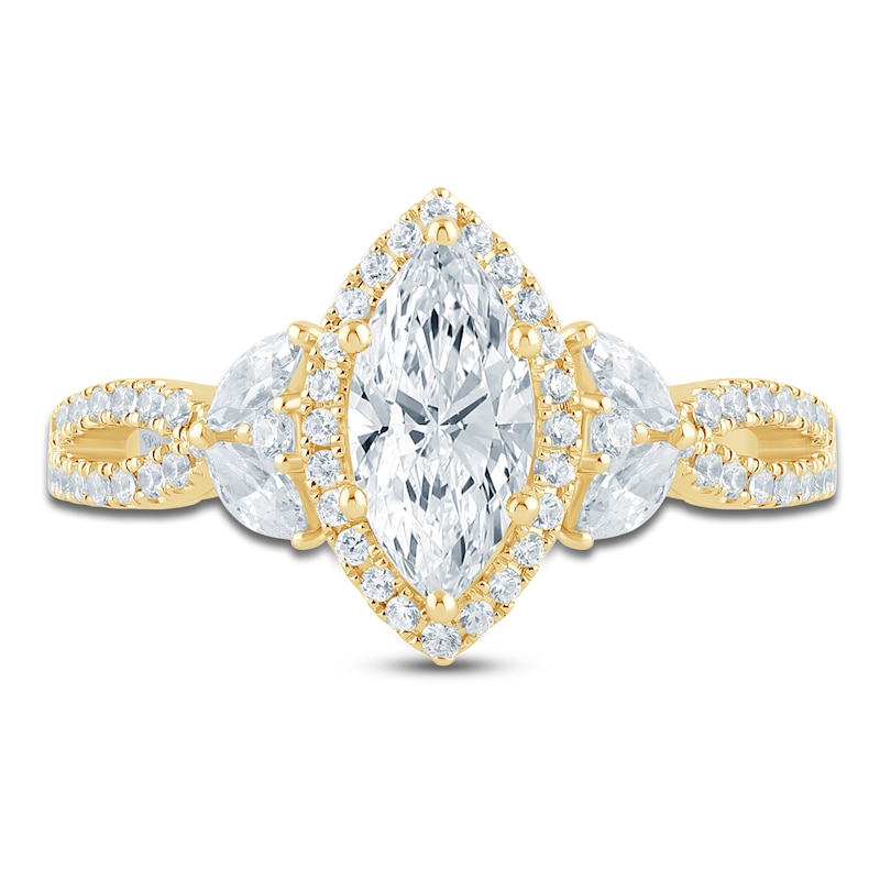 Pnina Tornai Couture Marquise-Cut Halo Engagement Ring 1-5/8 ct tw 18K Yellow Gold