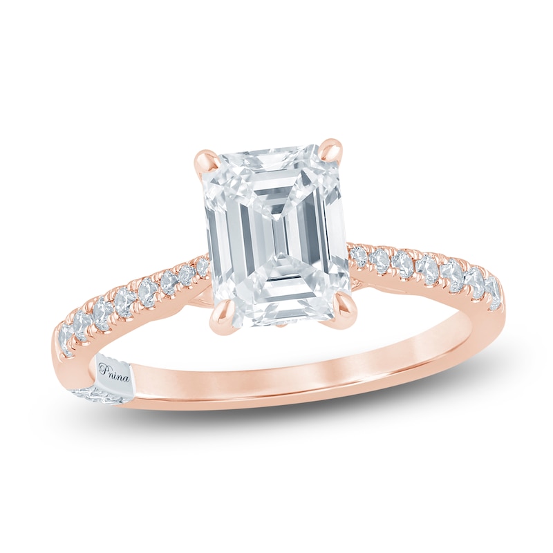 Pnina Tornai Couture Emerald-Cut Diamond Engagement Ring 2-1/4 ct tw 18K Rose Gold